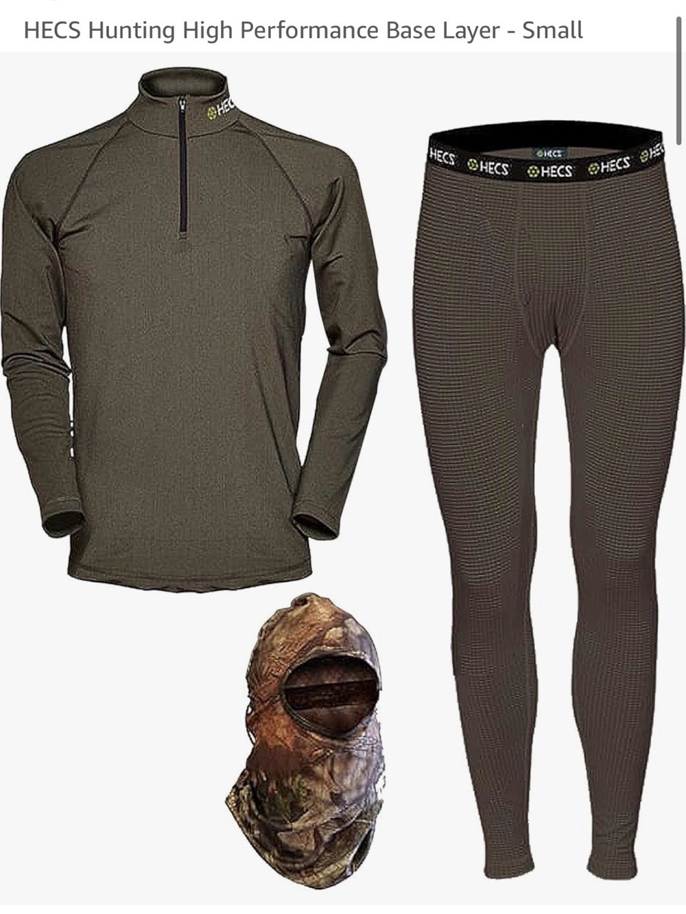 Olive High-Performance Hunting Base Layer Set - Top & Bottom & Headcover